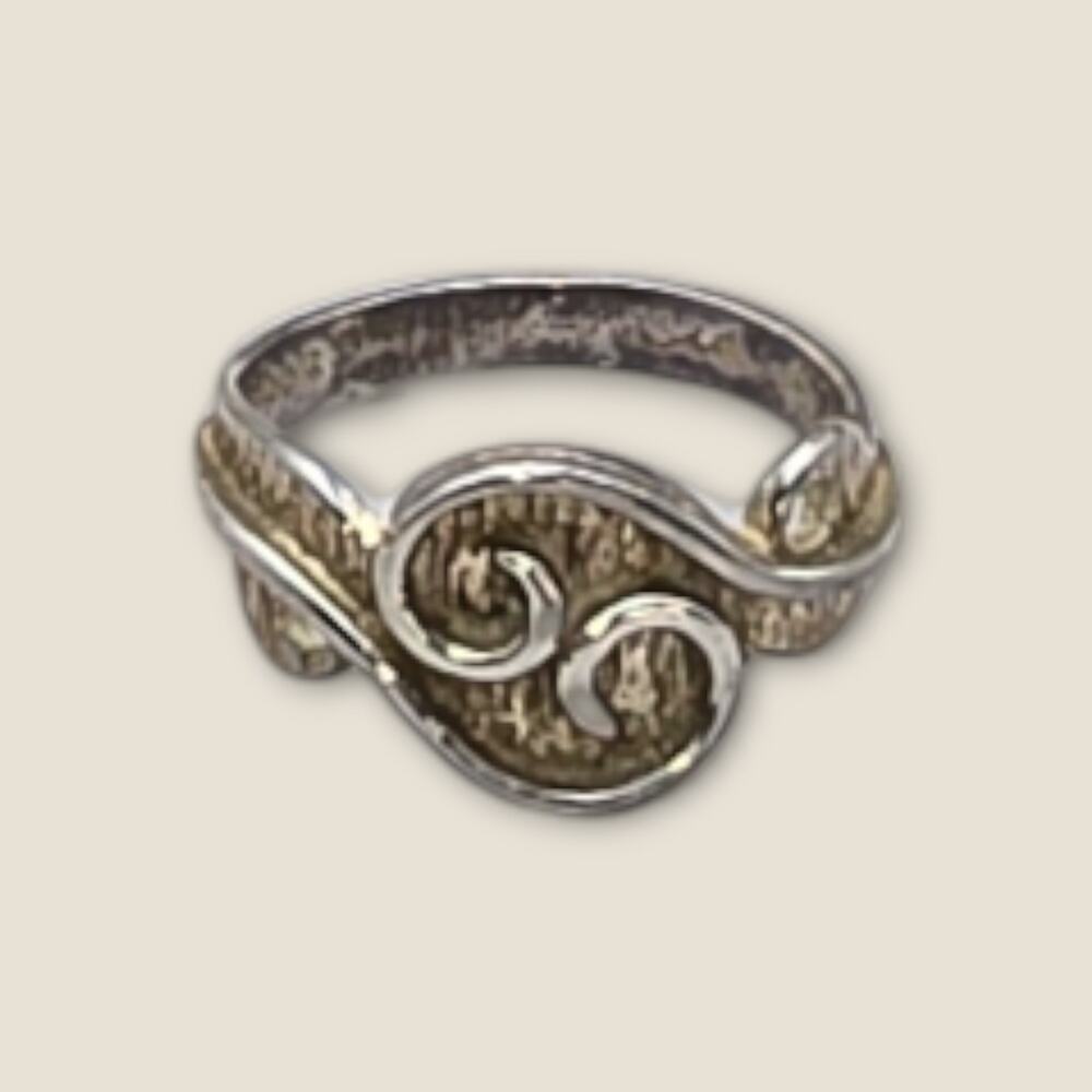 Swirl Scrollwork Artisan 925 Sterling Silver Ring Size 7 – Ornate Rustic